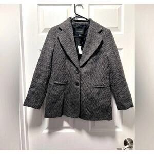 NWT Banana Republic size 4 Wyldee tweed blazer black & stone wool blend lined